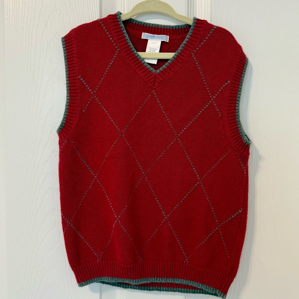 Janie and Jack Red V-Neck Sweater Vest